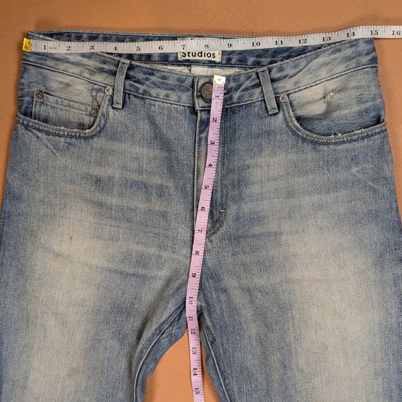 Acne Studios Pop Trash Crop Distressed Jeans Light Wash Size 34 - Picture 6 of 9